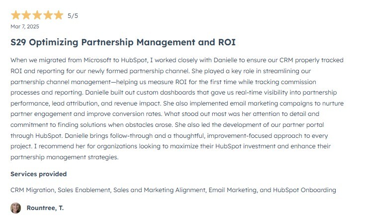 S29 Consulting Five Star Review HubSpot Partner Directory - Technology2